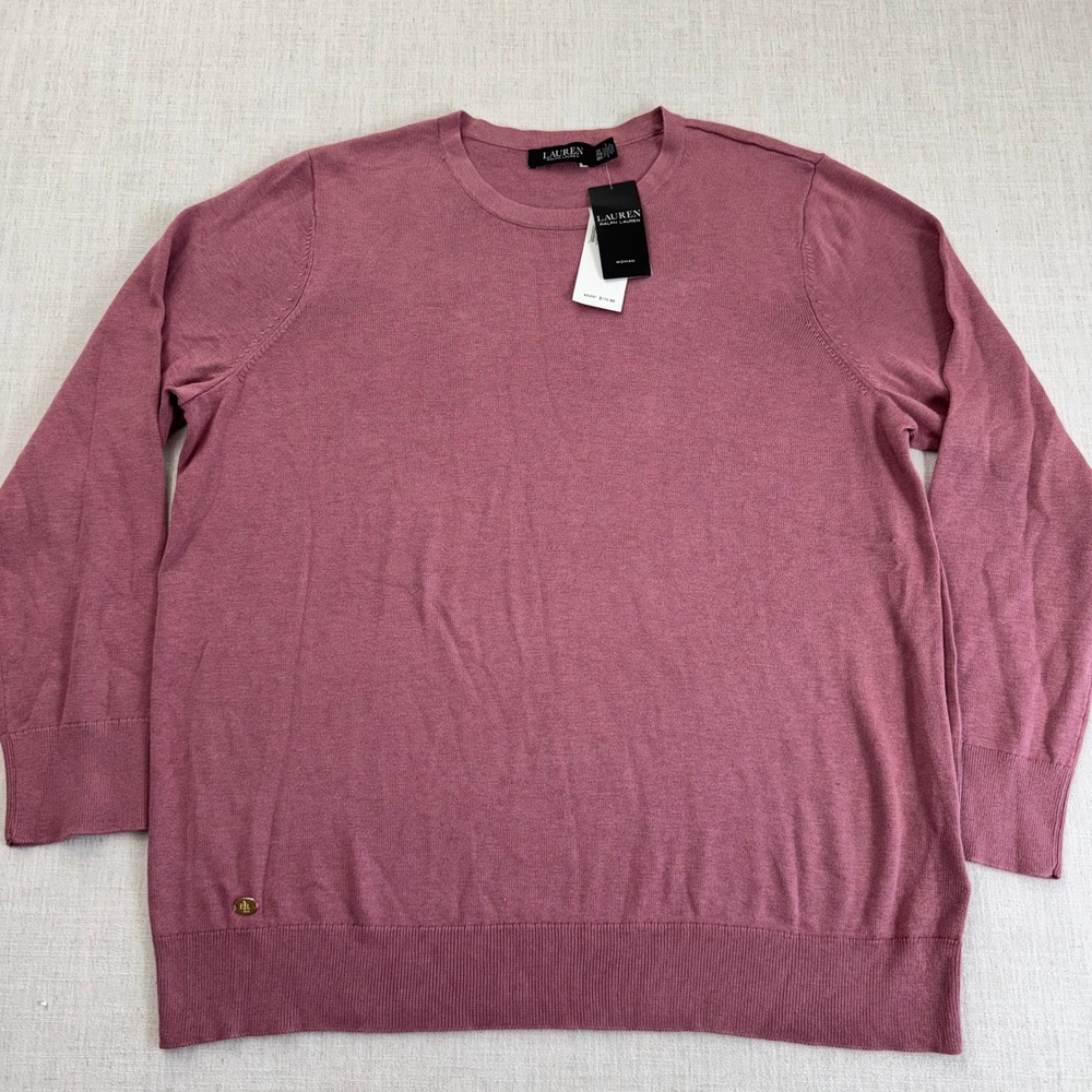 Lauren Ralph Lauren Rose Blush Cotton Modal Crew Neck Sweater 2X 20291314009
